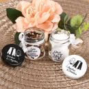 Gastgeschenk Hochzeit, Pfeffer & Salz , 2 Stück Rundglas mit Deckel & personalisierten Aufklebern Set !