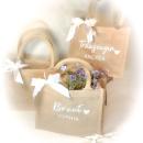Jutetasche klein  ♥JGA Jute Tasche personalisiert ♥| Braut | Trauzeugin | Brautjungfer | Geschenktasche Hochzeit